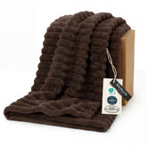 Bedsure folded chocolate brown throw showing neat presentation and cozy look