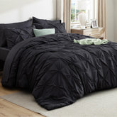 Bedsure comforter front view showing black luxury and instant bedroom upgrade
