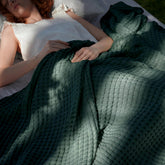 Bedsure folded front view showing soft waffle texture and cozy benefit