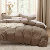 Bedsure duvet cover front view showing brown color and cozy styling benefit