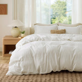 Bedsure duvet cover front view showing cream white finish and neat look