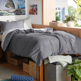 Bedsure duvet cover front view in dark grey showing streamlined design and modern look