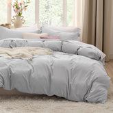 Bedsure duvet cover front in light grey showing clean modern look and comfort