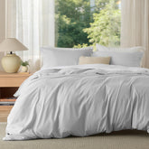 Bedsure king duvet cover front view in silver grey showing smooth finish and clean lines