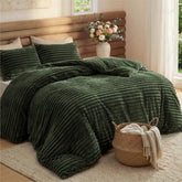 Bedsure comforter front view showing olive green color and plush look for cozy bedding