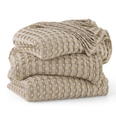 Bedsure front packaging in warm taupe showing lightweight benefits