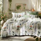 Bedsure front view of king comforter showing full floral design and neat finish