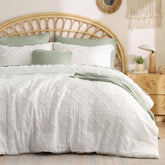 Bedsure full comforter front view showing soft white boho design and cozy look