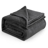 Bedsure blanket front view showing plush dark grey and full coverage for warmth