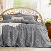 Bedsure duvet cover front view showing grey boho design and cozy appeal
