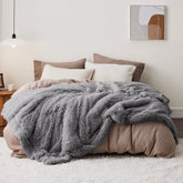 Bedsure king blanket on bed showing light grey coverage and cozy appeal