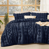 Bedsure navy front view showing complete boho comforter set and visual appeal