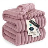 Bedsure pink blanket front view showing full size and plush pile for cozy comfort