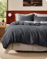 Bedsure purewoven duvet cover front view shows neat finish and cozy appeal