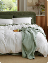 Bedsure front view of duvet cover on bed showing tidy modern look and cozy appeal