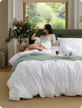 Bedsure front view of duvet cover set showing clean styling and ease