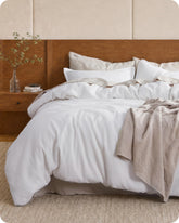 Bedsure front view of queen duvet cover showing clean waffle texture and cozy style