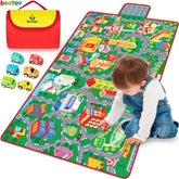 beetoy front view showing full city play mat and roads for imaginative play