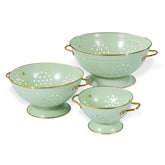 BeFare front view of three green colanders shows set and organization benefit
