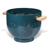 BeFare colander front view showing green powder-coated finish and stable base for easy draining