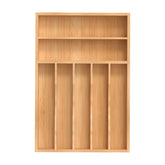 BEKVEM front view of bamboo organizer showing tidy compartments and accessible storage