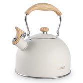 BELANKO front view milk white kettle showing design and quick heating benefit