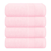 Belizzi Home front packaging pink towels showing set of four and spa-quality comfort