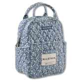 Bella Taylor front view of tote shows heritage blue floral and secure zipper for stylish transport