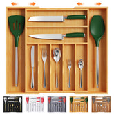 Bellsal front view of organizer showing clean bamboo finish and compartments for tidy storage