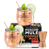 Benicci front view of two copper mugs showcasing elegant finish and visual appeal