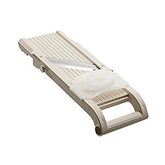 Benriner Almond Wide Slicer front view shows sleek design and fast slicing benefit
