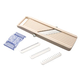 Benriner front view shows compact mandoline and clear benefits