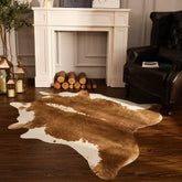 BENRON front view of cow print rug showing pattern and shape, adds rustic charm