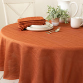 Benson Mills front view of packaged 70" round tablecloth showing pattern and color