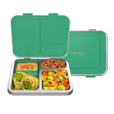 Bentgo front view stainless steel lunch box showing secure clips and durable shell