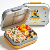 Bentoheaven front view showing orange gray lunch box and secure lid, promoting organized meals