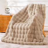 BENVWE front view of beige throw showing plush surface and elegant color