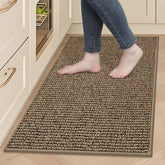 BEQHAUSE front view of taupe 24x36 rug shows neutral styling and protection