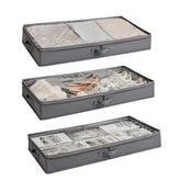 Berdeng front view of three low-profile storage boxes, maximizes underbed space