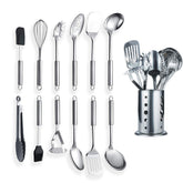 Berglander front view of full utensil set with holder, organized and display-ready