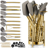 Berglander gold utensils front packaging showing complete set and organized look