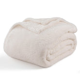 Berkshire Blanket front folded view shows plush cream comfort