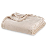 Berkshire Blanket front folded in Grain showing plush warmth and neat presentation