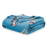 Berkshire Blanket front view showing Snoopy design and mask motif for playful decor