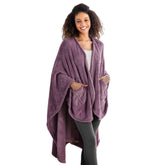 Berkshire Blanket bold purple front view showing cape wrap and roomy fit for mobility
