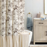 Besaomeom front view of curtain showing full vintage bull floral pattern and benefit of visual impact
