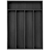 Besilord bamboo silverware holder front view showing five slots and neat storage benefit
