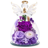 Bessol front view glass angel dome shows elegant gift presentation and lasting beauty