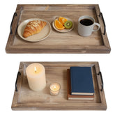 Besti front view of rustic burnt serving trays showing farmhouse charm and utility