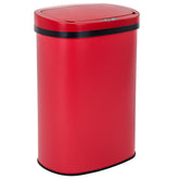 BestOffice red trash can front view showing sleek design and space-saving benefit